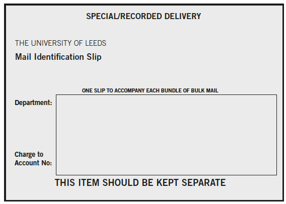 Special or recorded delivery form